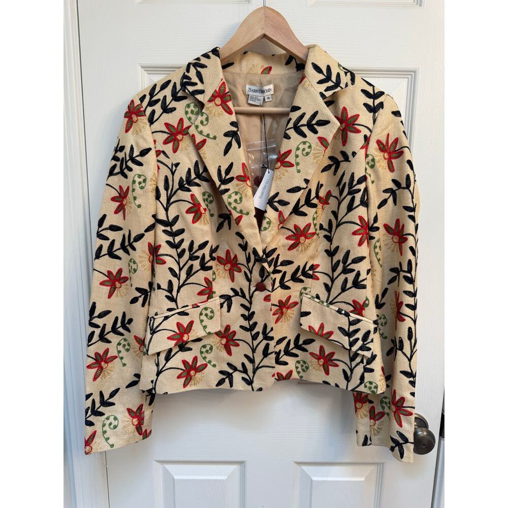 VTG Barry Bricken Silk Embroidered Floral Vine Caroline Jacket Size 10 NWT